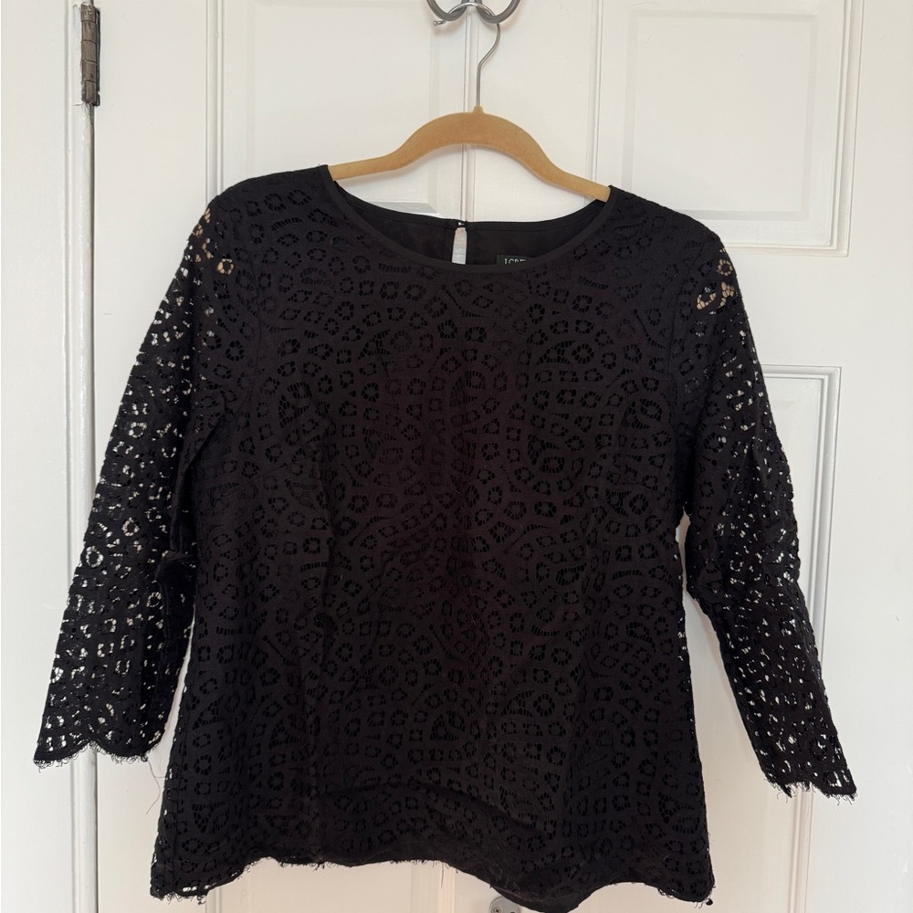 J. Crew Black Lace Blouse